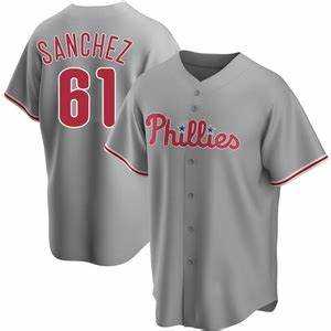 Mens Philadelphia Phillies #61 Cristopher Sanchez Gray Cool Base Stitched Jersey Dzhi